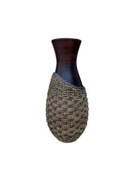 Vaso Romimex Castanho Rotim Terracota 35 x 100 x 35 cm