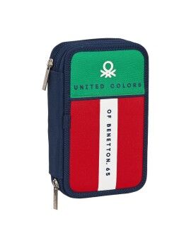 Estojo Duplo Benetton United Vermelho Branco Verde Azul Marinho (12.5 x 19.5 x 4 cm) (28 pcs)