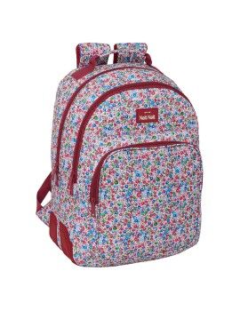 Mochila Escolar Nait Nait Flowers Burdeos 32 x 42 x 15 cm