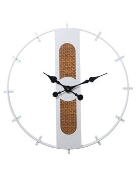 Reloj de Pared Alexandra House Living Blanco Marrón Metal Mimbre 64 x 5 x 64 cm