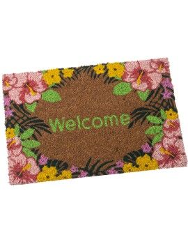 Felpudo Alexandra House Living Welcome Marrón 40 x 2 x 60 cm Flores