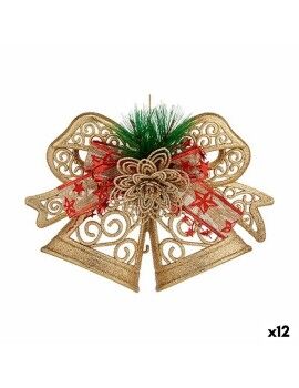 Adorno Navideño Campanas Rojo Verde Dorado PVC 28 x 23 x 5 cm (12 Unidades)