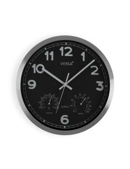 Reloj de Pared Versa Negro Aluminio (4 x 30 x 30 cm)