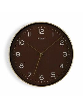 Reloj de Pared Versa Dorado Marrón PU (30,5 x 4,3 x 30,5 cm)