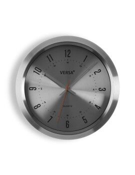 Reloj de Pared Versa Plateado Metal Aluminio Cuarzo 6 x 35,5 x 35,5 cm