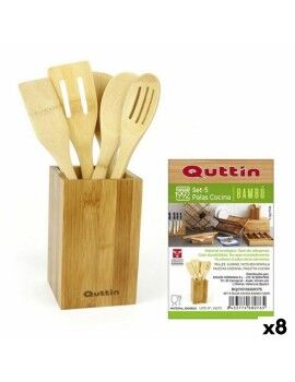 Conjunto de Utensílios para Cozinha Quttin Bambu 5 Peças 10 x 10 x 31,5 cm (8 Unidades)