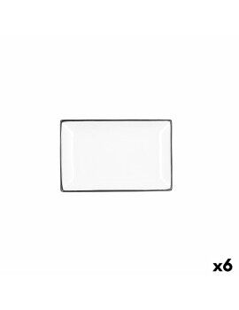 bandeja de aperitivos Quid Gastro Branco Preto Cerâmica 20 x 13 x 2 cm (6 Unidades)