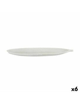 Bandeja Blanco Madera MDF Hoja de planta 49 x 2,7 x 17,3 cm Decoración (6 Unidades)