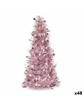 Árbol de Navidad 31 cm Blanco Rosa Plateado Polipropileno PET 18 x 31 x 18 cm (48 Unidades)