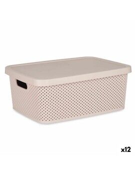 Caja de Almacenaje con Tapa Rosa Plástico 13 L 28,5 x 15 x 38,5 cm (12 Unidades)