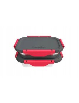 Recipiente contenedor HeatsBox INNER DISH SET Rojo Grafito Plateado Rectangular 0,925 l (2 Unidades)