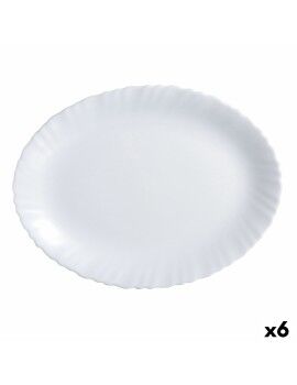 Fuente de Cocina Luminarc Feston Ovalado Blanco Vidrio (Ø 33 cm) (6 Unidades)