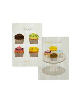 Pano de Cozinha HappyFriday Cupcakes Multicolor 70 x 50 cm (2 Unidades)