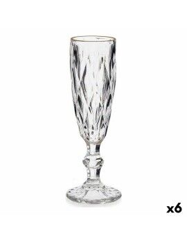 Copa de champán Diamante Dorado Transparente Vidrio 170 ml (6 Unidades)