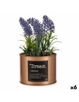 Planta Decorativa Lavanda Lata Roxo Metal Cobre Verde Plástico 10 x 18 x 10 cm (6 Unidades)