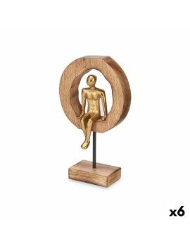 Figura Decorativa Sentado Dorado Metal 15,5 x 27 x 8 cm (6 Unidades)