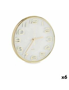 Reloj de Pared Cuadrado Redondo Dorado Vidrio Plástico 33 x 33 x 5,5 cm (6 Unidades)