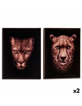 Pintura Leopardo Aglomerado 61,5 x 3 x 81,5 cm (2 Unidades)