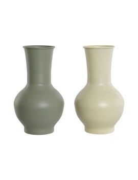 Vaso Home ESPRIT Verde Creme Metal 20 x 20 x 34,5 cm (2 Unidades)