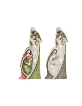 Belén de Navidad Home ESPRIT Blanco Verde Gris Magnesio 27,5 x 11 x 60 cm (2 Unidades)