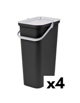 Caixote de Lixo para Reciclagem Tontarelli Moda 38 L Branco Preto (4 Unidades)