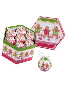 Bolas de Natal Multicolor Polyfoam Ø 7,5 cm Boneco de gengibre (14 Unidades)