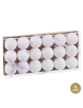 Bolas de Natal Branco Plástico Ø 6 cm (18 Unidades)