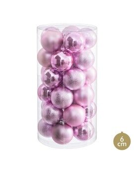 Bolas de Natal Cor de Rosa Plástico Ø 6 cm (30 Unidades)