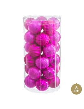 Bolas de Natal Fúcsia Plástico Ø 6 cm (30 Unidades)