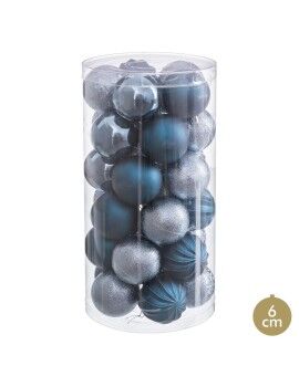 Bolas de Natal Azul Plástico Ø 6 cm (30 Unidades)