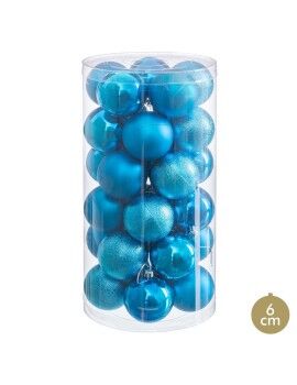 Bolas de Natal Azul Plástico Ø 6 cm (30 Unidades)