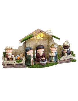 Belén de Navidad Multicolor Cerámica Madera MDF 33 x 10,5 x 17 cm (7 Piezas)