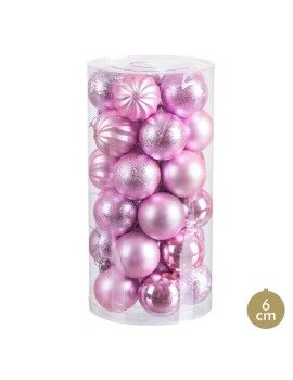 Bolas de Natal Cor de Rosa Plástico Ø 6 cm (30 Unidades)