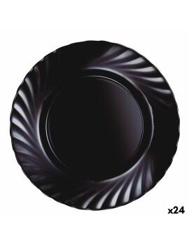 Plato Llano Luminarc Trianon Negro Vidrio (Ø 24,5 cm) (24 Unidades)