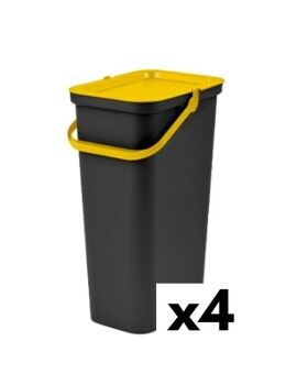 Cubo de Basura para Reciclaje Tontarelli Moda Amarillo 38 L (4 Unidades)