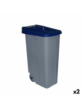 Cubo de Basura con Ruedas Denox Azul 85 L 58 x 41 x 76 cm (2 Unidades)