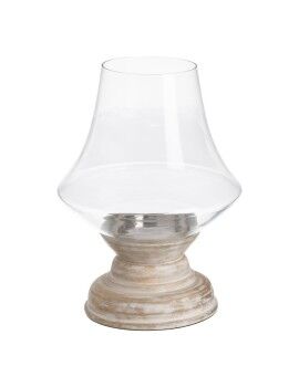 Portavelas Blanco Madera Cristal 23 x 23 x 34 cm