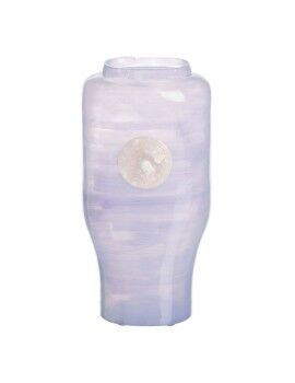 Vaso Azul Branco Resina Cristal 15 x 9 x 31 cm