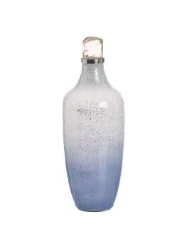 Botella Azul Plateado Resina Cristal 16 x 16 x 44 cm Decorativa