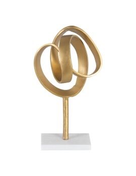 Figura Decorativa Branco Dourado Alumínio Mármore 21 x 17 x 38 cm