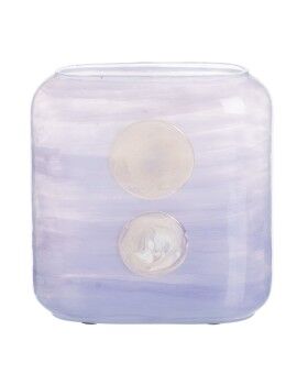 Vaso Azul Branco Resina Cristal 22 x 10 x 24 cm