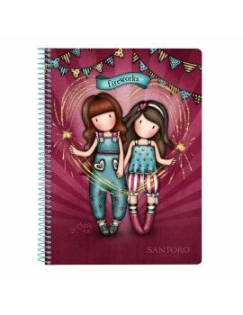 Libreta de Anillas Gorjuss Fireworks Granate 15,5 x 22 x 1 cm