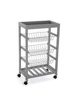 Carrito Verdulero Versa Gris 30 x 85 x 51 cm Metal Madera MDF