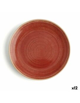 Plato Llano Ariane Terra Cerámica Rojo Ø 18 cm (12 Unidades)