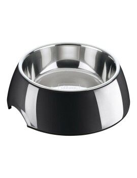 Comedouro para Cão Hunter Melamina Aço inoxidável Preto 160 ml (14,5 x 14,5 x 7 cm)