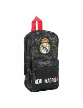 Mochila com Estojo Real Madrid C.F. Preto Desportivo 33 Peças 12 x 23 x 5 cm