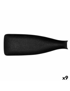 Bandeja de Aperitivos Bidasoa Fosil Negro Cerámica Alúmina Botella 38,5 x 12,7 x 4,8 cm (9 Unidades)