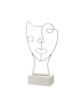 Figura Decorativa Branco Prateado Cerâmica Ferro 18,5 x 8 x 34,3 cm