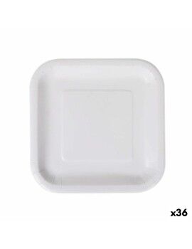 Set de Platos Algon Desechables Blanco Cartón Cuadrado 20 cm (36 Unidades)