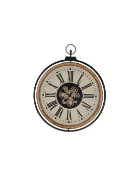 Reloj de Pared Home ESPRIT Negro Beige Dorado Natural Metal Madera de pino 74 x 9 x 91 cm